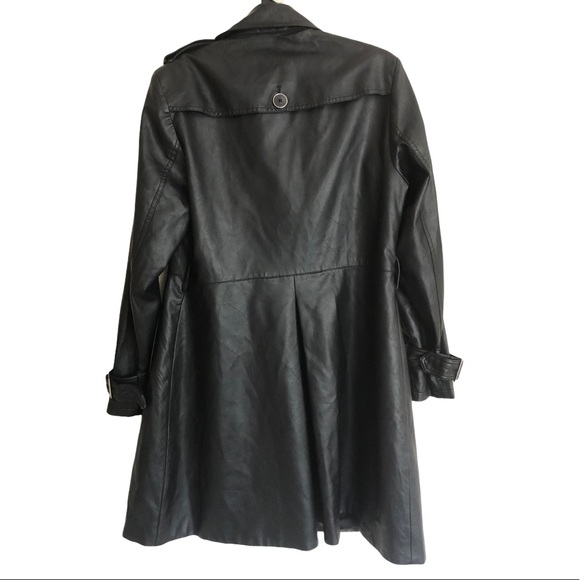 City Chic Trench Coat Sz XS 14 Black Vinyl Weave - Picture 8 of 13